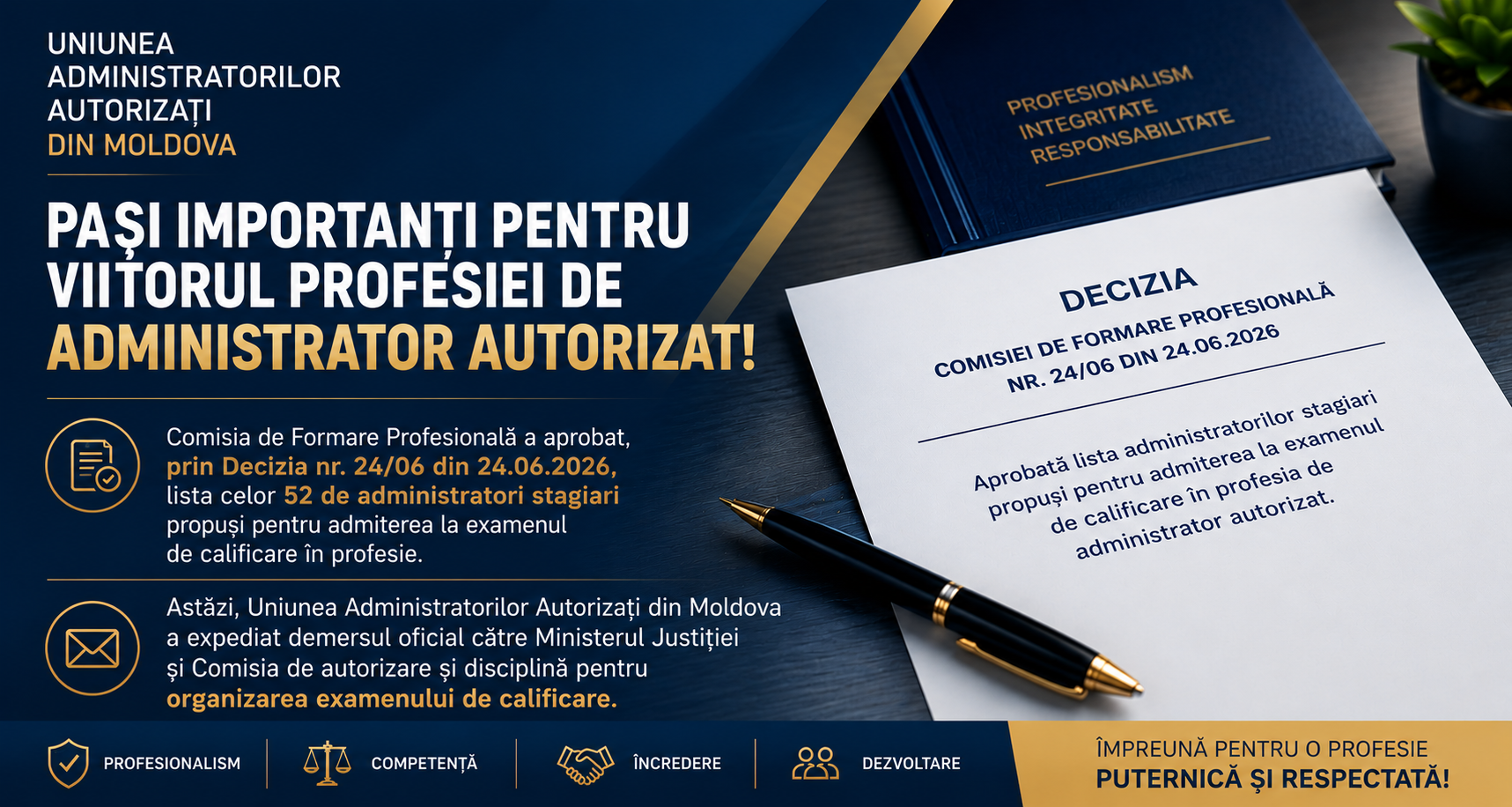 Comisia de Formare Profesională a aprobat lista candidaților pentru examenul de calificare în profesia de administrator autorizat Image